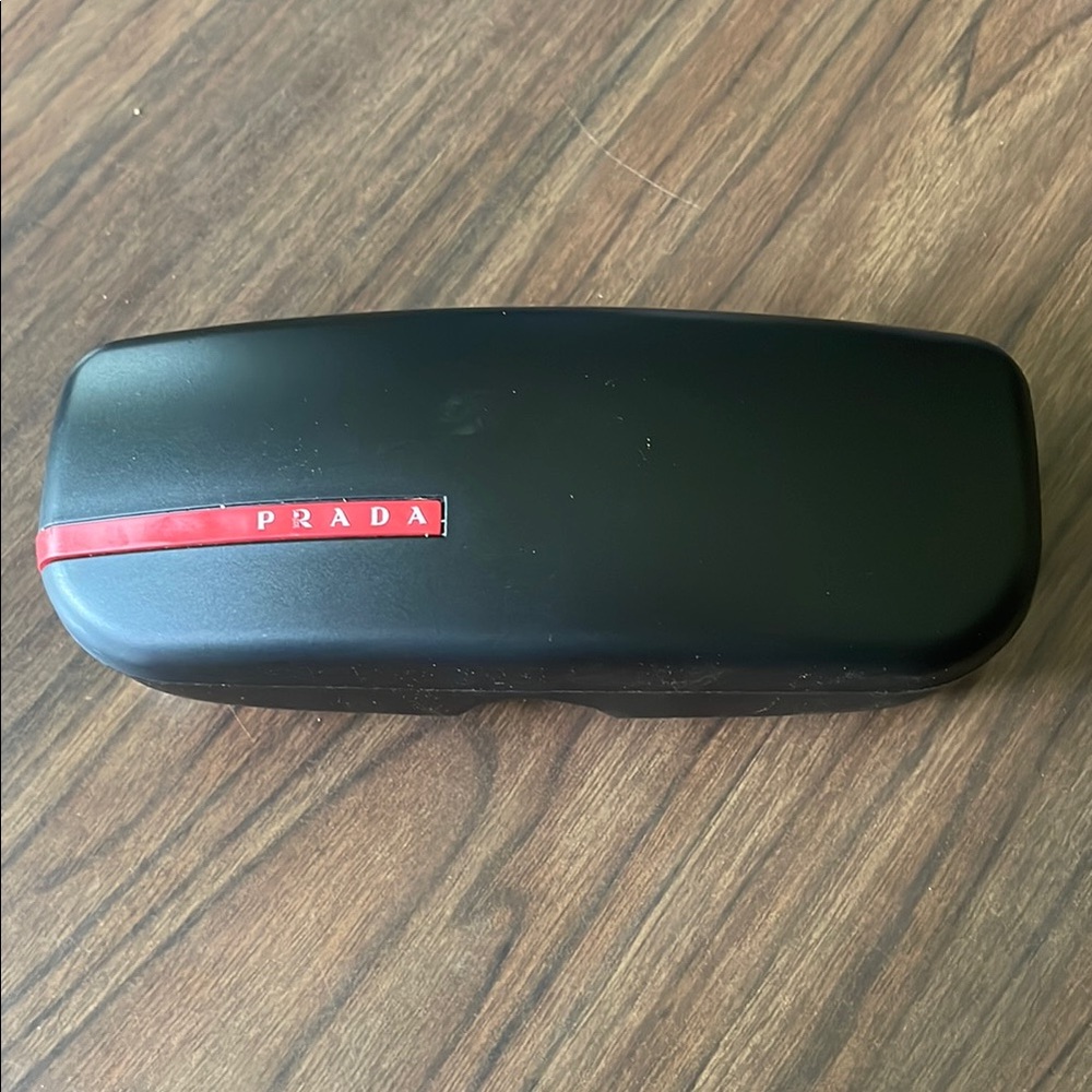 Prada Black Eyeglass Case with Red Accent